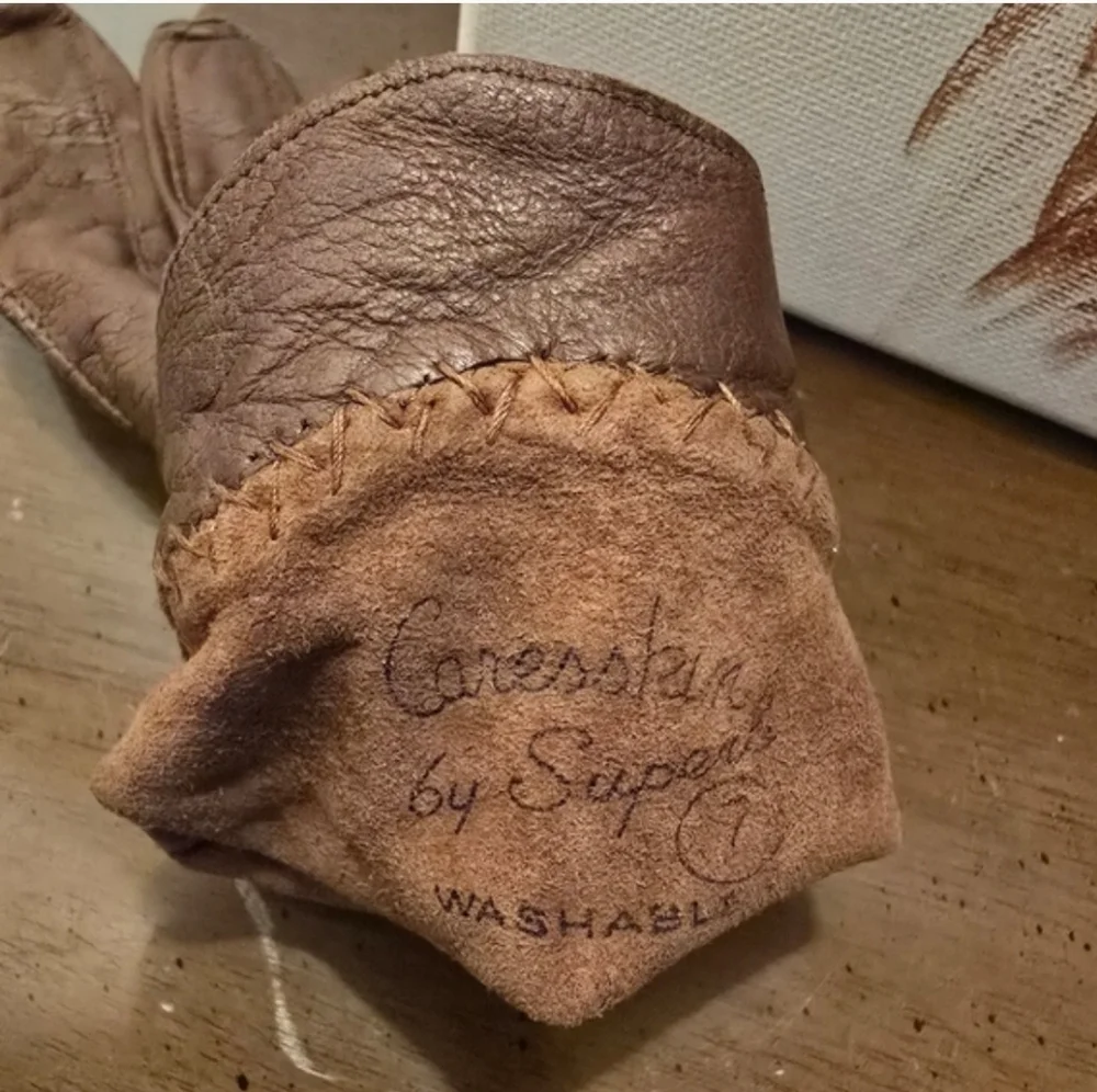 Careskin Vintage Brown Leather Gloves Size 7